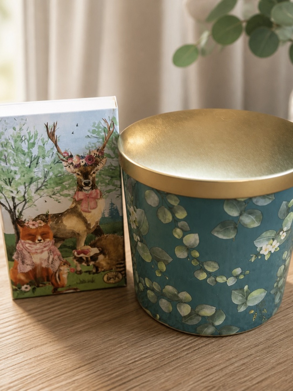 Sonoma Sage Mint & Eucalyptus Teal Glass Candle Jar with Gold Rim